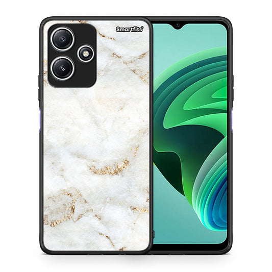 Θήκη Xiaomi Redmi 12 5G White Gold Marble από τη Smartfits με σχέδιο στο πίσω μέρος και μαύρο περίβλημα | Xiaomi Redmi 12 5G White Gold Marble case with colorful back and black bezels