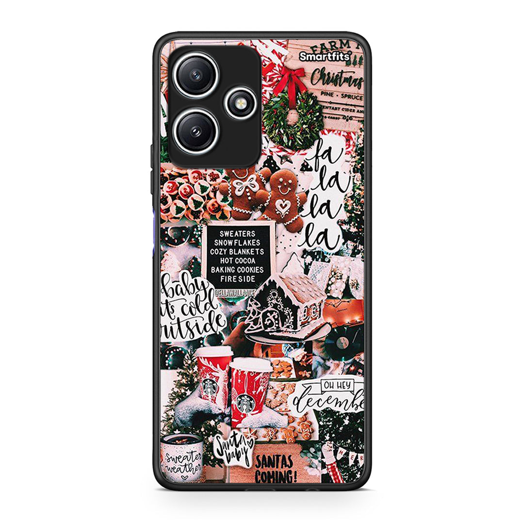 Xiaomi Redmi 12 5G Xmas Habbits θήκη από τη Smartfits με σχέδιο στο πίσω μέρος και μαύρο περίβλημα | Smartphone case with colorful back and black bezels by Smartfits