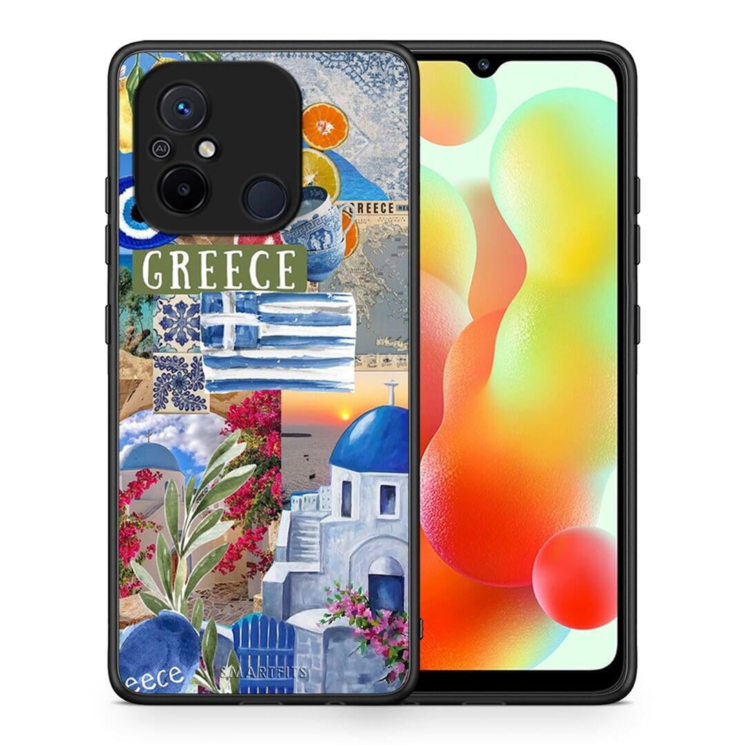 Θήκη Xiaomi Redmi 12C All Greek από τη Smartfits με σχέδιο στο πίσω μέρος και μαύρο περίβλημα | Xiaomi Redmi 12C All Greek Case with Colorful Back and Black Bezels