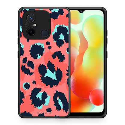 Θήκη Xiaomi Redmi 12C Animal Pink Leopard από τη Smartfits με σχέδιο στο πίσω μέρος και μαύρο περίβλημα | Xiaomi Redmi 12C Animal Pink Leopard Case with Colorful Back and Black Bezels
