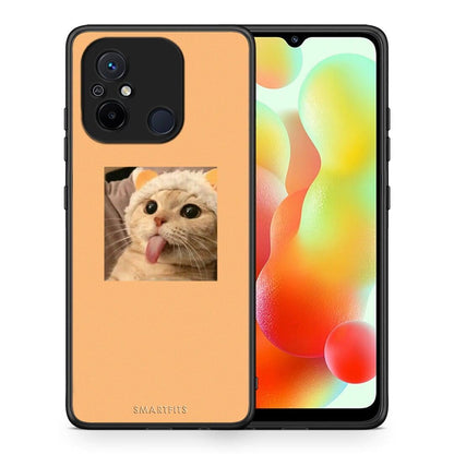 Θήκη Xiaomi Redmi 12C Cat Tongue από τη Smartfits με σχέδιο στο πίσω μέρος και μαύρο περίβλημα | Xiaomi Redmi 12C Cat Tongue Case with Colorful Back and Black Bezels