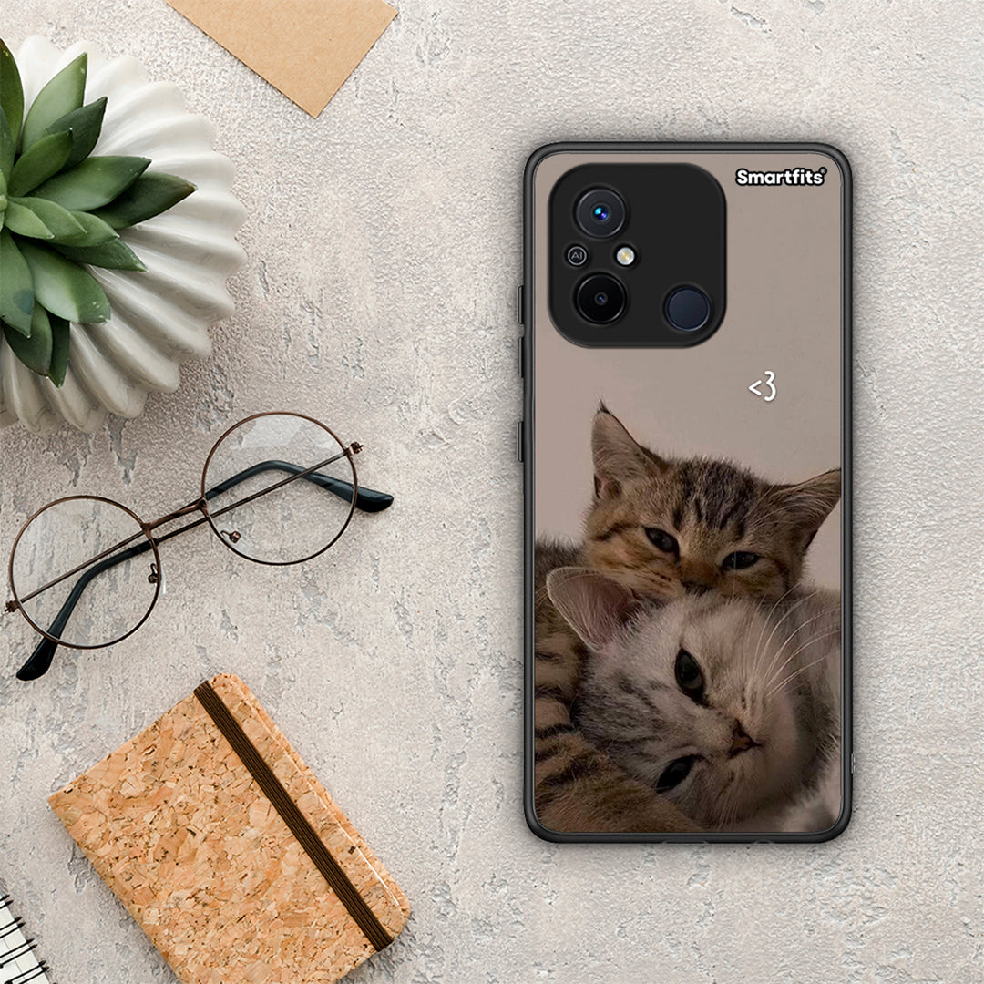 Θήκη Xiaomi Redmi 12C Cats In Love από τη Smartfits με σχέδιο στο πίσω μέρος και μαύρο περίβλημα | Xiaomi Redmi 12C Cats In Love Case with Colorful Back and Black Bezels