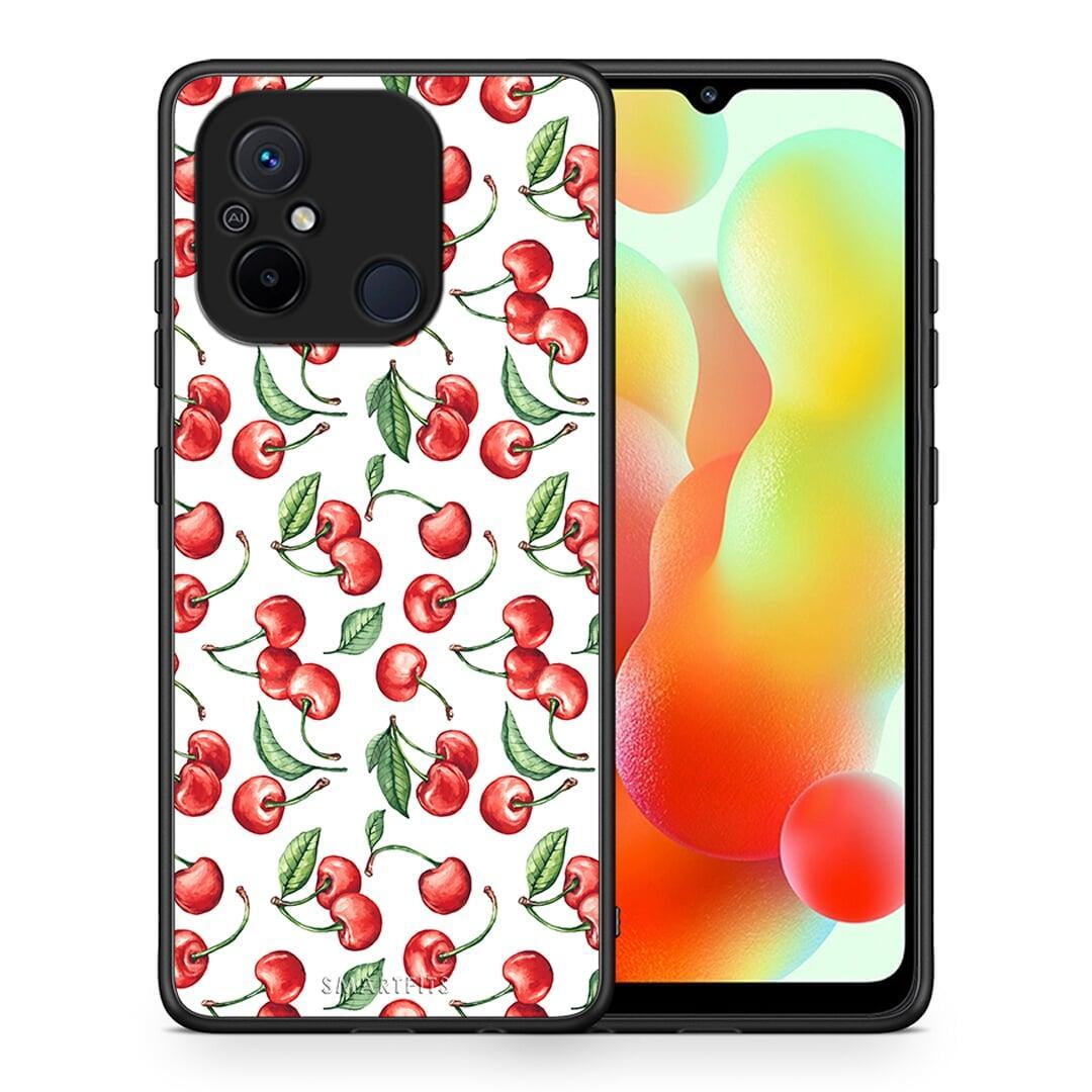 Θήκη Xiaomi Redmi 12C Cherry Summer από τη Smartfits με σχέδιο στο πίσω μέρος και μαύρο περίβλημα | Xiaomi Redmi 12C Cherry Summer Case with Colorful Back and Black Bezels