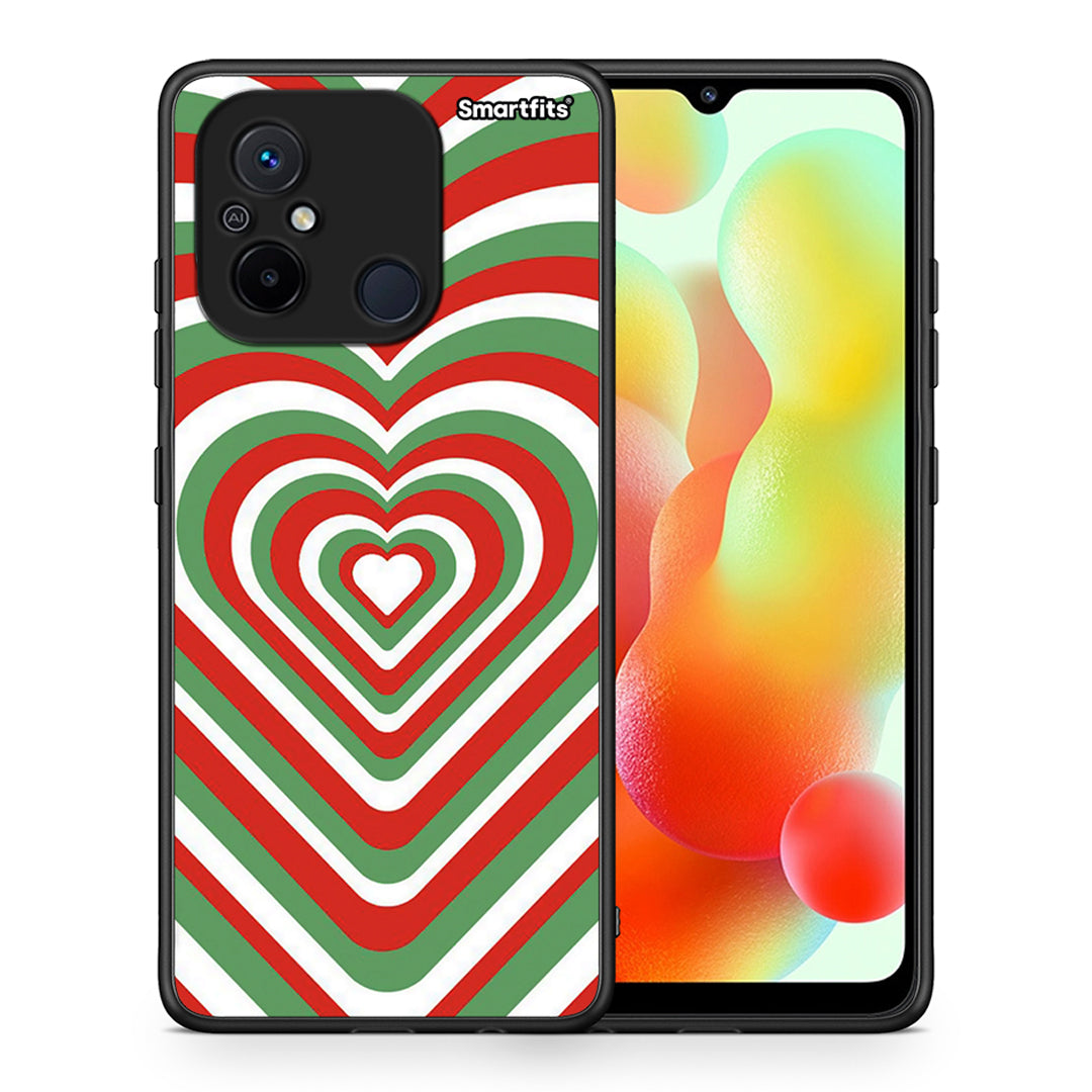 Θήκη Xiaomi Redmi 12C Christmas Hearts από τη Smartfits με σχέδιο στο πίσω μέρος και μαύρο περίβλημα | Xiaomi Redmi 12C Christmas Hearts Case with Colorful Back and Black Bezels