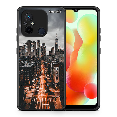 Θήκη Xiaomi Redmi 12C City Lights από τη Smartfits με σχέδιο στο πίσω μέρος και μαύρο περίβλημα | Xiaomi Redmi 12C City Lights Case with Colorful Back and Black Bezels