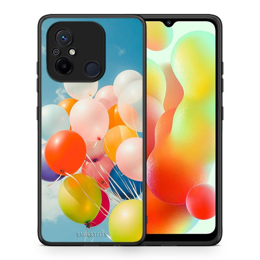 Θήκη Xiaomi Redmi 12C Colorful Balloons από τη Smartfits με σχέδιο στο πίσω μέρος και μαύρο περίβλημα | Xiaomi Redmi 12C Colorful Balloons Case with Colorful Back and Black Bezels