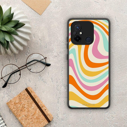 Θήκη Xiaomi Redmi 12C Colourful Waves από τη Smartfits με σχέδιο στο πίσω μέρος και μαύρο περίβλημα | Xiaomi Redmi 12C Colourful Waves Case with Colorful Back and Black Bezels