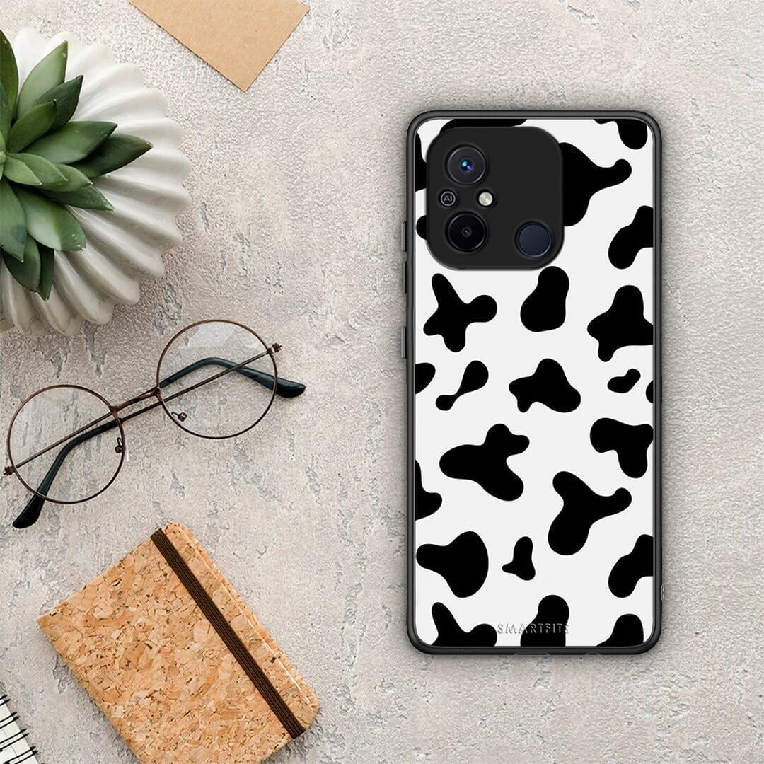 Θήκη Xiaomi Redmi 12C Cow Print από τη Smartfits με σχέδιο στο πίσω μέρος και μαύρο περίβλημα | Xiaomi Redmi 12C Cow Print Case with Colorful Back and Black Bezels