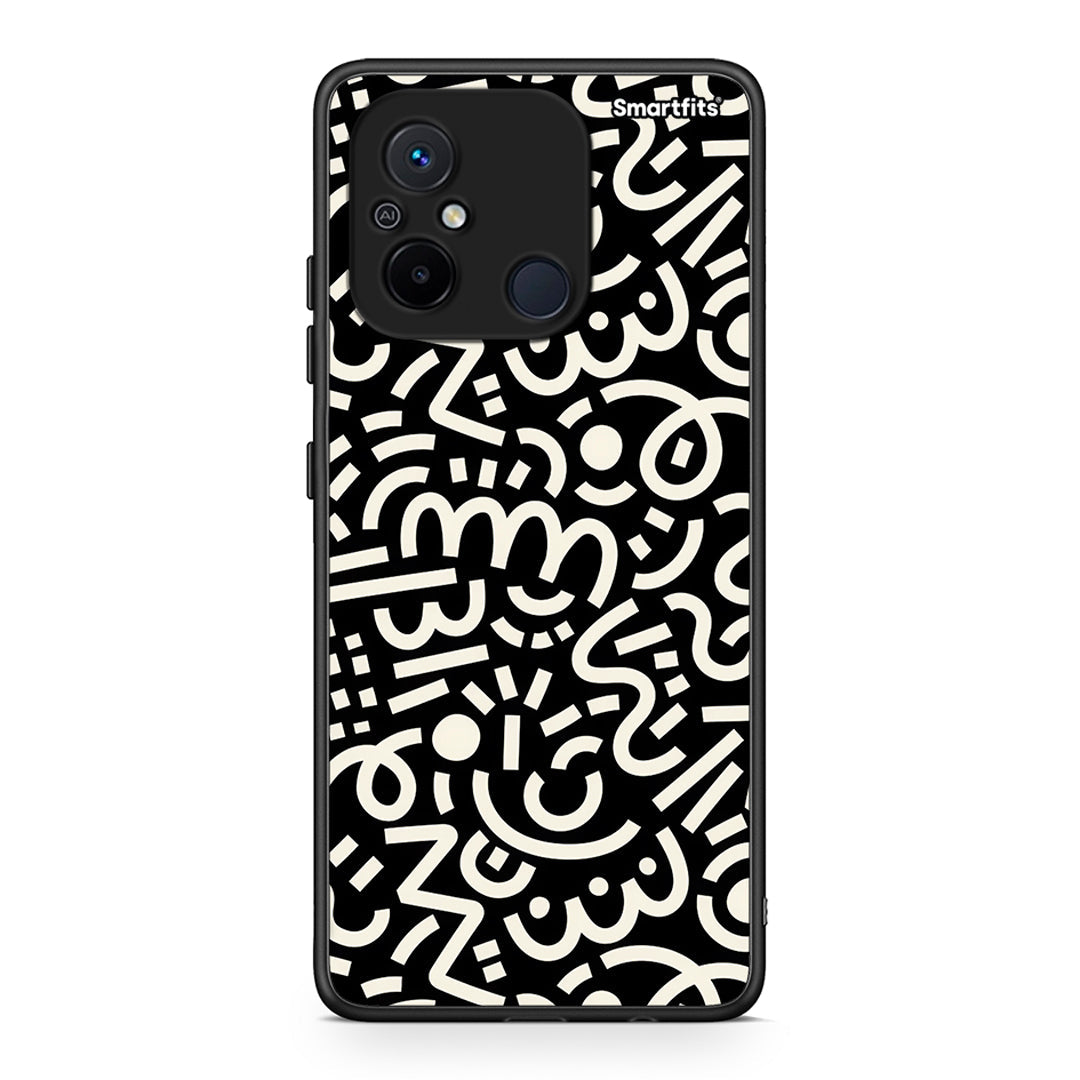 Θήκη Xiaomi Redmi 12C Doodle Art από τη Smartfits με σχέδιο στο πίσω μέρος και μαύρο περίβλημα | Xiaomi Redmi 12C Doodle Art Case with Colorful Back and Black Bezels