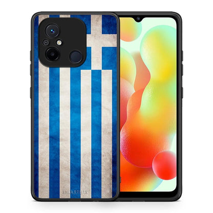 Θήκη Xiaomi Redmi 12C Flag Greek από τη Smartfits με σχέδιο στο πίσω μέρος και μαύρο περίβλημα | Xiaomi Redmi 12C Flag Greek Case with Colorful Back and Black Bezels