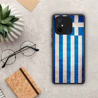 Θήκη Xiaomi Redmi 12C Flag Greek από τη Smartfits με σχέδιο στο πίσω μέρος και μαύρο περίβλημα | Xiaomi Redmi 12C Flag Greek Case with Colorful Back and Black Bezels
