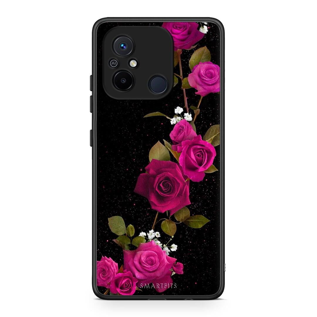 Θήκη Xiaomi Redmi 12C Flower Red Roses από τη Smartfits με σχέδιο στο πίσω μέρος και μαύρο περίβλημα | Xiaomi Redmi 12C Flower Red Roses Case with Colorful Back and Black Bezels