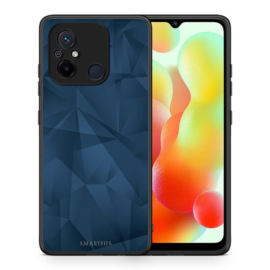 Θήκη Xiaomi Redmi 12C Geometric Blue Abstract από τη Smartfits με σχέδιο στο πίσω μέρος και μαύρο περίβλημα | Xiaomi Redmi 12C Geometric Blue Abstract Case with Colorful Back and Black Bezels