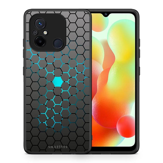 Θήκη Xiaomi Redmi 12C Geometric Hexagonal από τη Smartfits με σχέδιο στο πίσω μέρος και μαύρο περίβλημα | Xiaomi Redmi 12C Geometric Hexagonal Case with Colorful Back and Black Bezels
