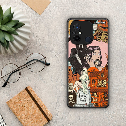 Θήκη Xiaomi Redmi 12C Halloween Collage από τη Smartfits με σχέδιο στο πίσω μέρος και μαύρο περίβλημα | Xiaomi Redmi 12C Halloween Collage Case with Colorful Back and Black Bezels