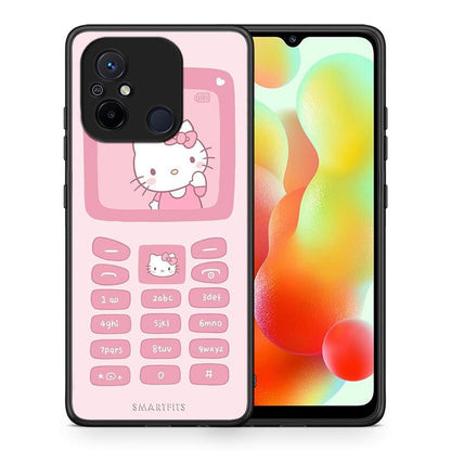 Θήκη Xiaomi Redmi 12C Hello Kitten από τη Smartfits με σχέδιο στο πίσω μέρος και μαύρο περίβλημα | Xiaomi Redmi 12C Hello Kitten Case with Colorful Back and Black Bezels
