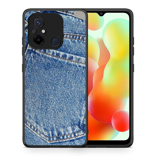 Θήκη Xiaomi Redmi 12C Jeans Pocket από τη Smartfits με σχέδιο στο πίσω μέρος και μαύρο περίβλημα | Xiaomi Redmi 12C Jeans Pocket Case with Colorful Back and Black Bezels