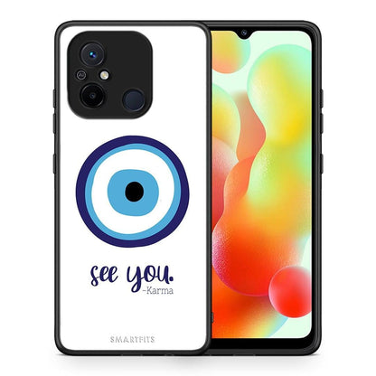 Θήκη Xiaomi Redmi 12C Karma Says από τη Smartfits με σχέδιο στο πίσω μέρος και μαύρο περίβλημα | Xiaomi Redmi 12C Karma Says Case with Colorful Back and Black Bezels