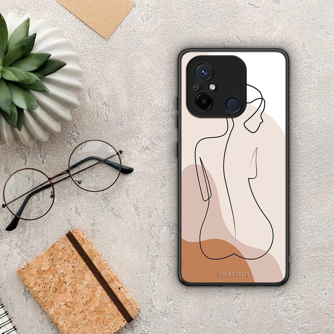 Θήκη Xiaomi Redmi 12C LineArt Woman από τη Smartfits με σχέδιο στο πίσω μέρος και μαύρο περίβλημα | Xiaomi Redmi 12C LineArt Woman Case with Colorful Back and Black Bezels
