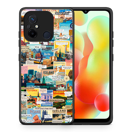 Θήκη Xiaomi Redmi 12C Live To Travel από τη Smartfits με σχέδιο στο πίσω μέρος και μαύρο περίβλημα | Xiaomi Redmi 12C Live To Travel Case with Colorful Back and Black Bezels