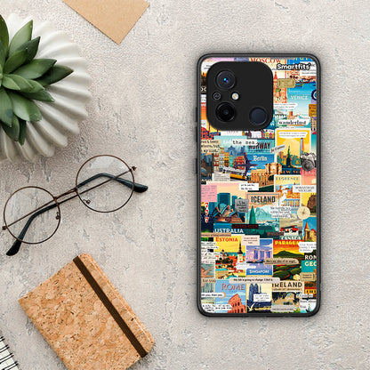 Θήκη Xiaomi Redmi 12C Live To Travel από τη Smartfits με σχέδιο στο πίσω μέρος και μαύρο περίβλημα | Xiaomi Redmi 12C Live To Travel Case with Colorful Back and Black Bezels