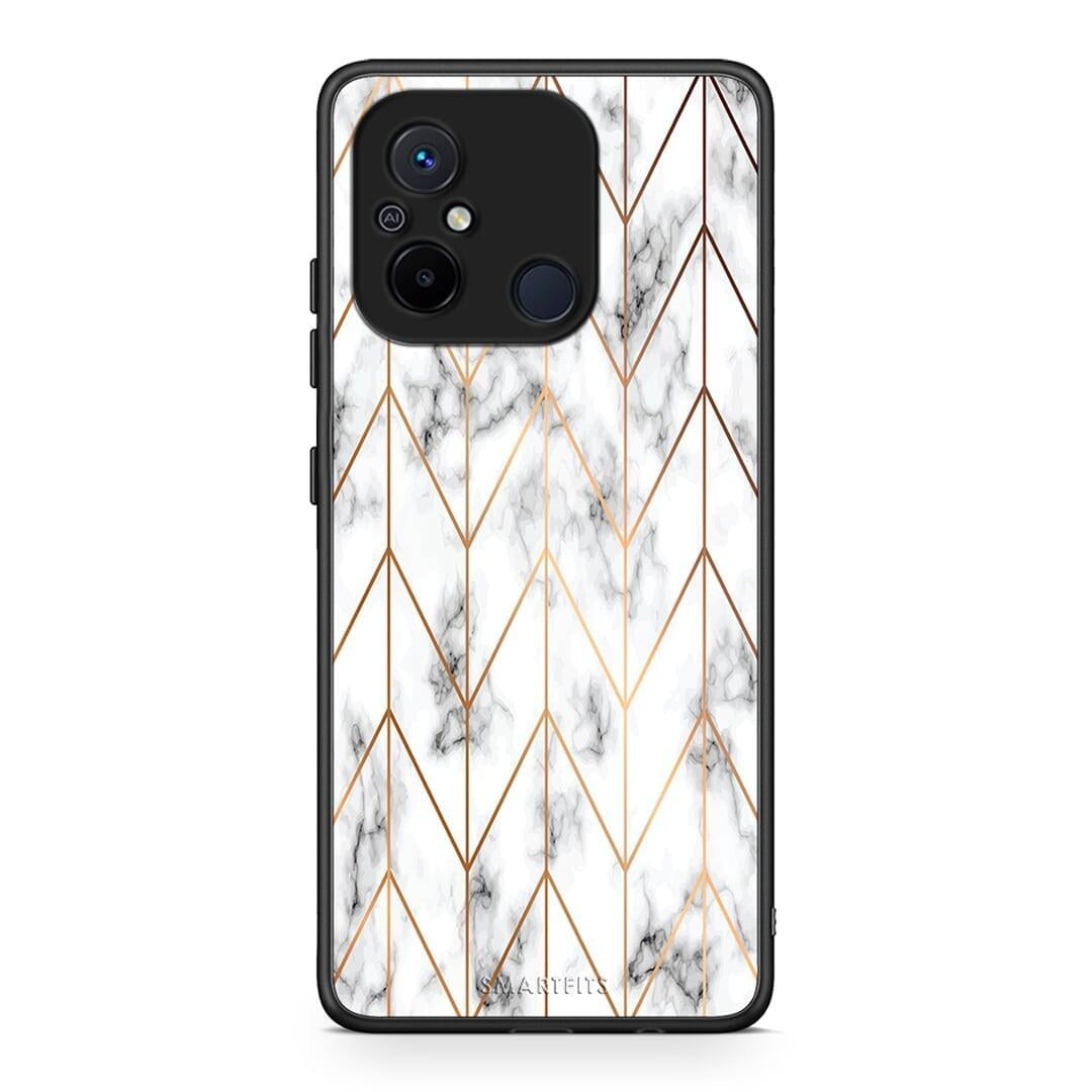 Θήκη Xiaomi Redmi 12C Marble Gold Geometric από τη Smartfits με σχέδιο στο πίσω μέρος και μαύρο περίβλημα | Xiaomi Redmi 12C Marble Gold Geometric Case with Colorful Back and Black Bezels