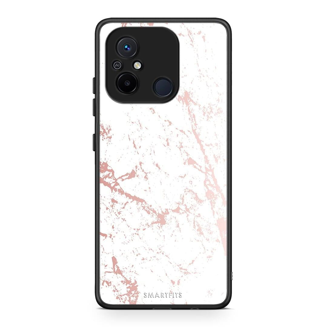 Θήκη Xiaomi Redmi 12C Marble Pink Splash από τη Smartfits με σχέδιο στο πίσω μέρος και μαύρο περίβλημα | Xiaomi Redmi 12C Marble Pink Splash Case with Colorful Back and Black Bezels