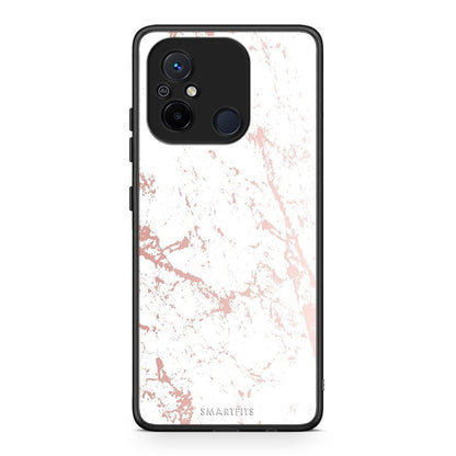 Θήκη Xiaomi Redmi 12C Marble Pink Splash από τη Smartfits με σχέδιο στο πίσω μέρος και μαύρο περίβλημα | Xiaomi Redmi 12C Marble Pink Splash Case with Colorful Back and Black Bezels
