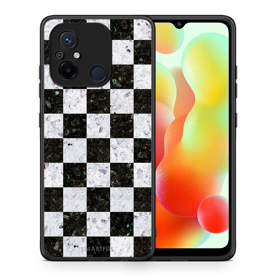 Θήκη Xiaomi Redmi 12C Marble Square Geometric από τη Smartfits με σχέδιο στο πίσω μέρος και μαύρο περίβλημα | Xiaomi Redmi 12C Marble Square Geometric Case with Colorful Back and Black Bezels