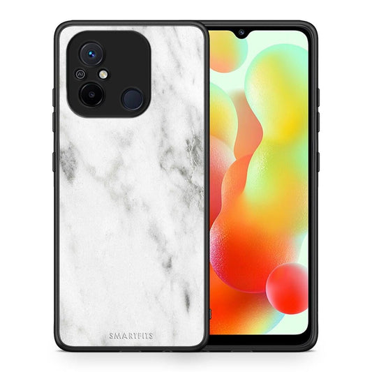 Θήκη Xiaomi Redmi 12C Marble White από τη Smartfits με σχέδιο στο πίσω μέρος και μαύρο περίβλημα | Xiaomi Redmi 12C Marble White Case with Colorful Back and Black Bezels