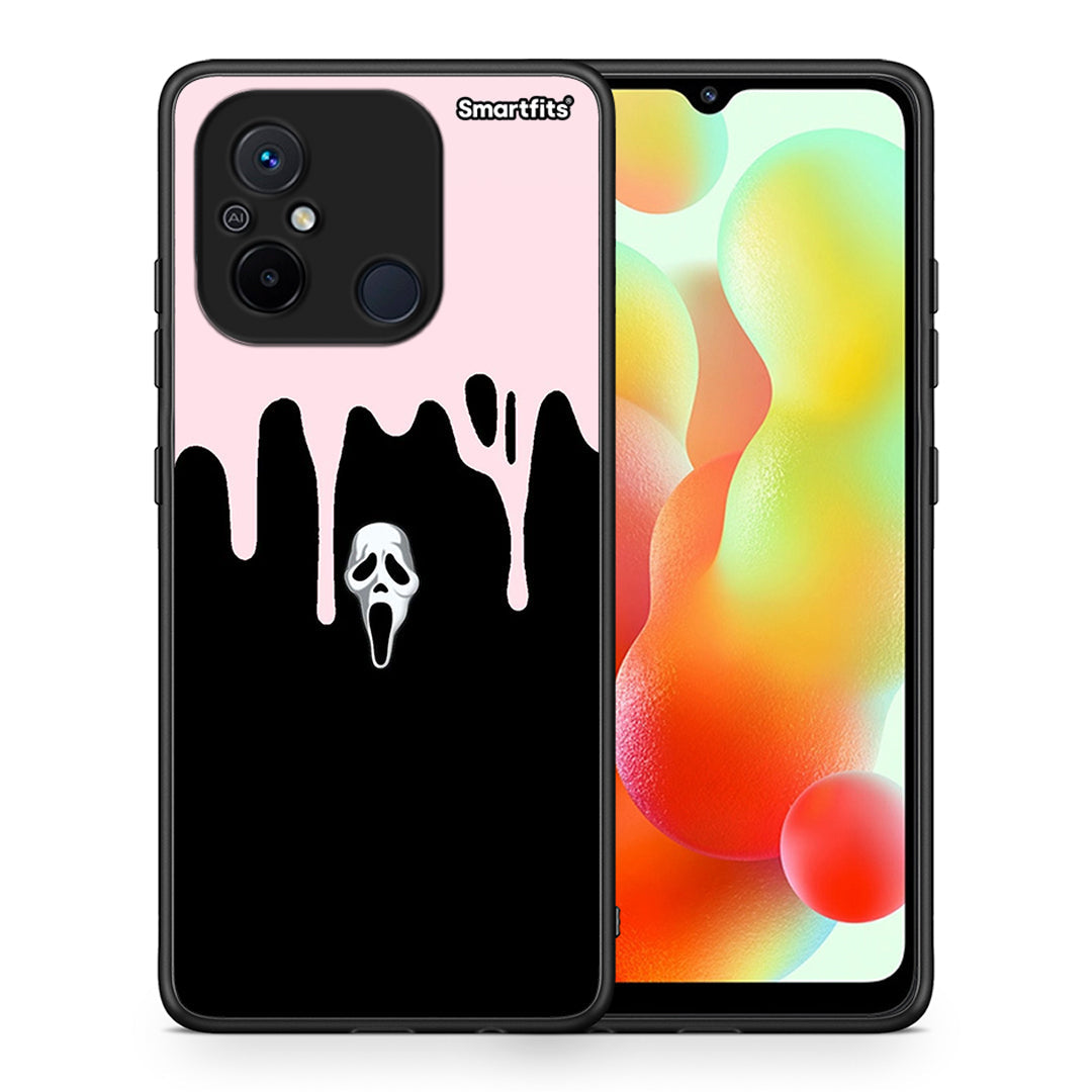 Θήκη Xiaomi Redmi 12C Melting Halloween Mask από τη Smartfits με σχέδιο στο πίσω μέρος και μαύρο περίβλημα | Xiaomi Redmi 12C Melting Halloween Mask Case with Colorful Back and Black Bezels