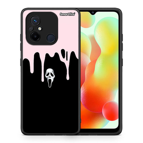 Θήκη Xiaomi Redmi 12C Melting Halloween Mask από τη Smartfits με σχέδιο στο πίσω μέρος και μαύρο περίβλημα | Xiaomi Redmi 12C Melting Halloween Mask Case with Colorful Back and Black Bezels