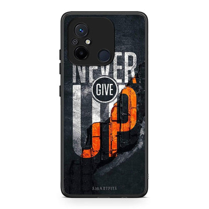 Θήκη Xiaomi Redmi 12C Never Give Up από τη Smartfits με σχέδιο στο πίσω μέρος και μαύρο περίβλημα | Xiaomi Redmi 12C Never Give Up Case with Colorful Back and Black Bezels