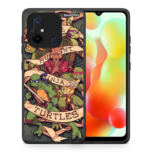 Θήκη Xiaomi Redmi 12C Ninja Turtles από τη Smartfits με σχέδιο στο πίσω μέρος και μαύρο περίβλημα | Xiaomi Redmi 12C Ninja Turtles Case with Colorful Back and Black Bezels