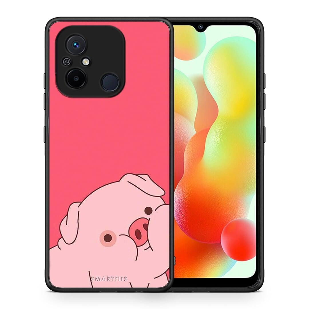 Θήκη Xiaomi Redmi 12C Pig Love 1 από τη Smartfits με σχέδιο στο πίσω μέρος και μαύρο περίβλημα | Xiaomi Redmi 12C Pig Love 1 Case with Colorful Back and Black Bezels