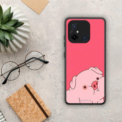 Θήκη Xiaomi Redmi 12C Pig Love 1 από τη Smartfits με σχέδιο στο πίσω μέρος και μαύρο περίβλημα | Xiaomi Redmi 12C Pig Love 1 Case with Colorful Back and Black Bezels