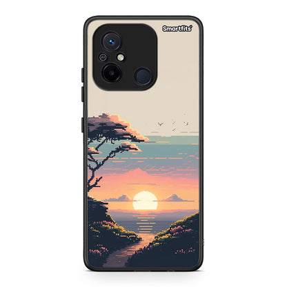 Θήκη Xiaomi Redmi 12C Pixel Sunset από τη Smartfits με σχέδιο στο πίσω μέρος και μαύρο περίβλημα | Xiaomi Redmi 12C Pixel Sunset Case with Colorful Back and Black Bezels