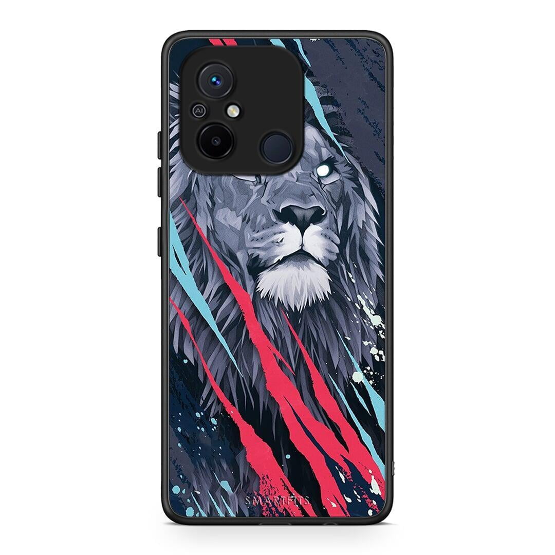 Θήκη Xiaomi Redmi 12C PopArt Lion Designer από τη Smartfits με σχέδιο στο πίσω μέρος και μαύρο περίβλημα | Xiaomi Redmi 12C PopArt Lion Designer Case with Colorful Back and Black Bezels