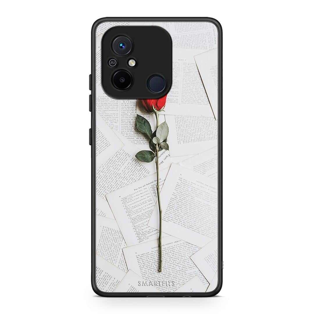 Θήκη Xiaomi Redmi 12C Red Rose από τη Smartfits με σχέδιο στο πίσω μέρος και μαύρο περίβλημα | Xiaomi Redmi 12C Red Rose Case with Colorful Back and Black Bezels