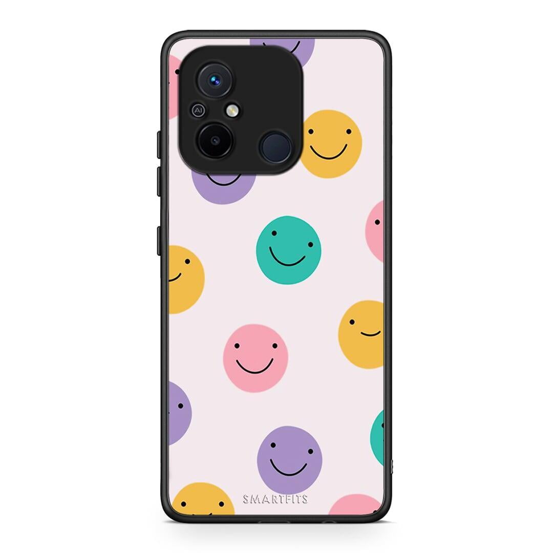 Θήκη Xiaomi Redmi 12C Smiley Faces από τη Smartfits με σχέδιο στο πίσω μέρος και μαύρο περίβλημα | Xiaomi Redmi 12C Smiley Faces Case with Colorful Back and Black Bezels
