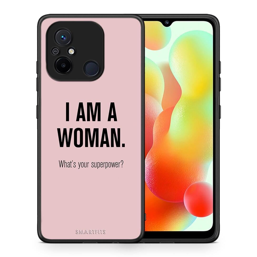 Θήκη Xiaomi Redmi 12C Superpower Woman από τη Smartfits με σχέδιο στο πίσω μέρος και μαύρο περίβλημα | Xiaomi Redmi 12C Superpower Woman Case with Colorful Back and Black Bezels