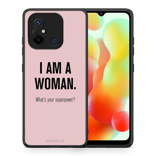 Θήκη Xiaomi Redmi 12C Superpower Woman από τη Smartfits με σχέδιο στο πίσω μέρος και μαύρο περίβλημα | Xiaomi Redmi 12C Superpower Woman Case with Colorful Back and Black Bezels