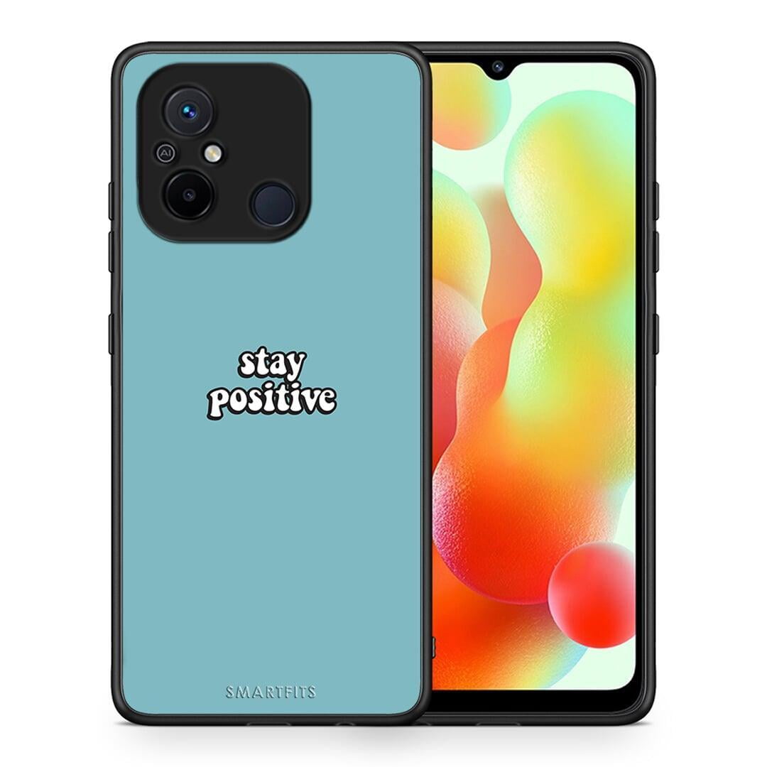 Θήκη Xiaomi Redmi 12C Text Positive από τη Smartfits με σχέδιο στο πίσω μέρος και μαύρο περίβλημα | Xiaomi Redmi 12C Text Positive Case with Colorful Back and Black Bezels