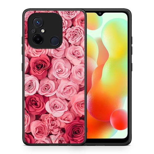 Θήκη Xiaomi Redmi 12C Valentine RoseGarden από τη Smartfits με σχέδιο στο πίσω μέρος και μαύρο περίβλημα | Xiaomi Redmi 12C Valentine RoseGarden Case with Colorful Back and Black Bezels