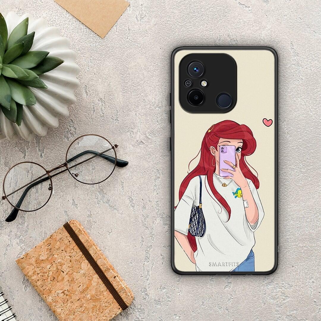 Θήκη Xiaomi Redmi 12C Walking Mermaid από τη Smartfits με σχέδιο στο πίσω μέρος και μαύρο περίβλημα | Xiaomi Redmi 12C Walking Mermaid Case with Colorful Back and Black Bezels