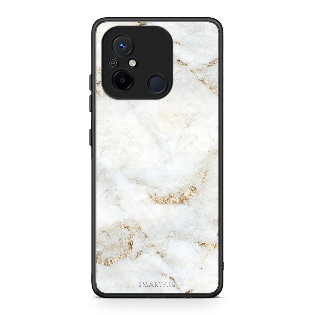 Θήκη Xiaomi Redmi 12C White Gold Marble από τη Smartfits με σχέδιο στο πίσω μέρος και μαύρο περίβλημα | Xiaomi Redmi 12C White Gold Marble Case with Colorful Back and Black Bezels