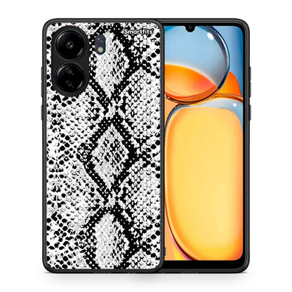 Θήκη Xiaomi Redmi 13C White Snake Animal από τη Smartfits με σχέδιο στο πίσω μέρος και μαύρο περίβλημα | Xiaomi Redmi 13C White Snake Animal case with colorful back and black bezels