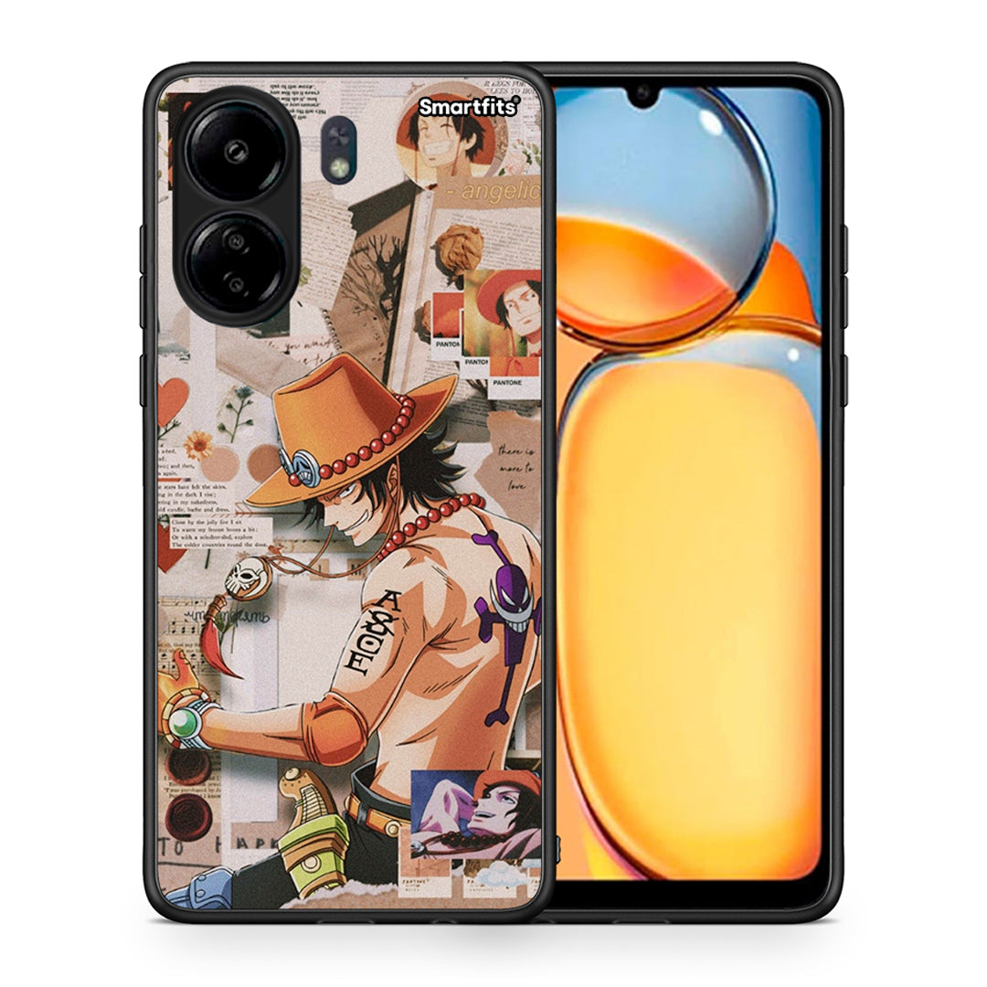 Θήκη Xiaomi Redmi 13C Anime Collage από τη Smartfits με σχέδιο στο πίσω μέρος και μαύρο περίβλημα | Xiaomi Redmi 13C Anime Collage case with colorful back and black bezels