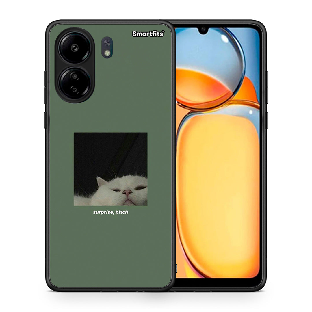 Θήκη Xiaomi Redmi 13C Bitch Surprise από τη Smartfits με σχέδιο στο πίσω μέρος και μαύρο περίβλημα | Xiaomi Redmi 13C Bitch Surprise case with colorful back and black bezels