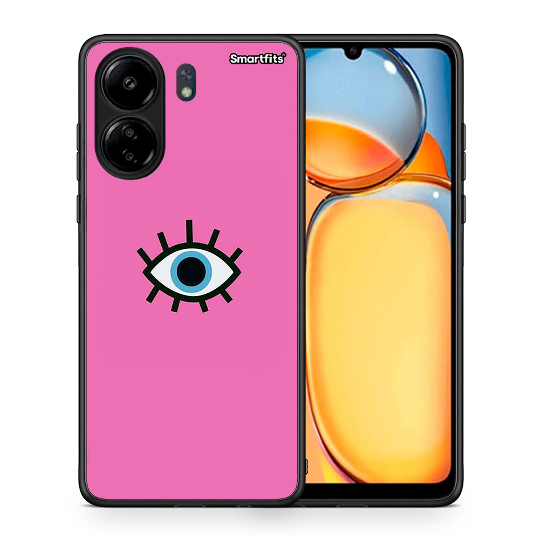 Θήκη Xiaomi Redmi 13C Blue Eye Pink από τη Smartfits με σχέδιο στο πίσω μέρος και μαύρο περίβλημα | Xiaomi Redmi 13C Blue Eye Pink case with colorful back and black bezels